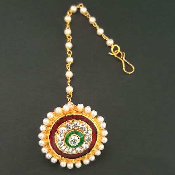 Apurva Pearls Stone And Pearl Borla Maang Tikka - 1504114