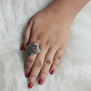 Urthn Rhodium Plated Adjustable Finger Ring - 1504707B
