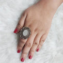 Urthn Antique Gold Plated Mirror Adjustable Finger Ring - 1504709A