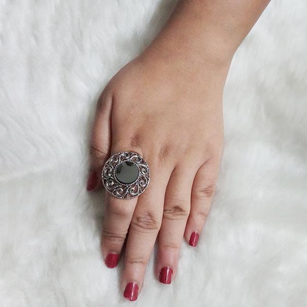 Urthn Rhodium Plated Mirror Adjustabel Finger Ring - 1504713B