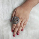 Urthn Rhodium Plated Mirror Adjustable Finger Ring - 1504716B