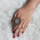 Urthn Antique Gold Plated Mirror Adjustable Finger Ring - 1504718A