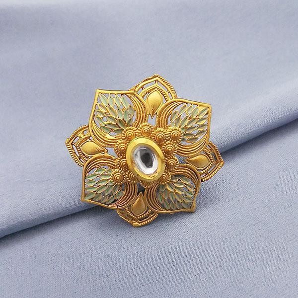 Kriaa Kundan Adjustable Copper Ring - 1504719