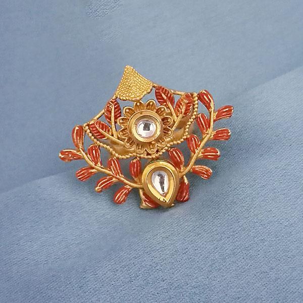 Kriaa AD Kundan Adjustable Copper Ring - 1504723A