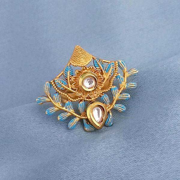 Kriaa AD Kundan Adjustable Copper Ring - 1504723B