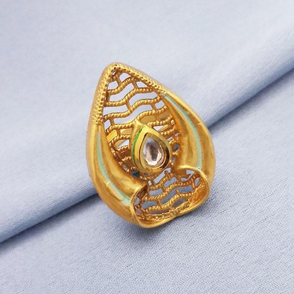 Kriaa AD Kundan Adjustable Copper Ring - 1504728