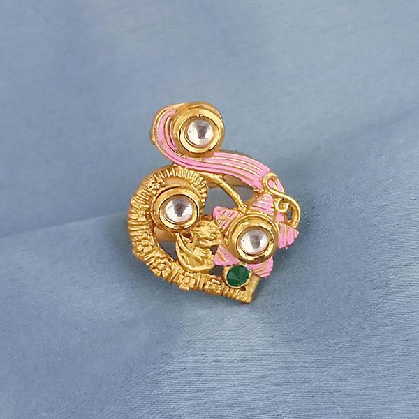 Kriaa AD Kundan Adjustable Copper Ring - 1504729A