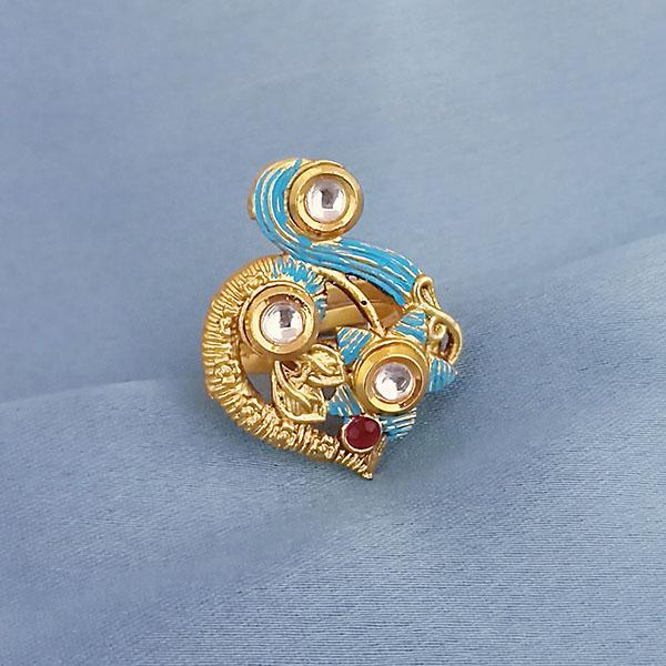 Kriaa AD Kundan Adjustable Copper Ring - 1504729B