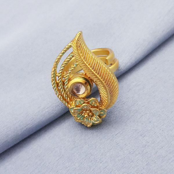 Kriaa AD Kundan Adjustable Copper Ring - 1504730