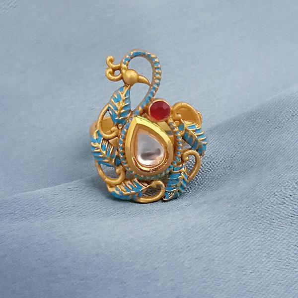 Kriaa AD Kundan Adjustable Copper Ring - 1504731B