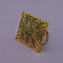 Urthn Antique Gold Plated Adjustable Finger Ring - 1504740A