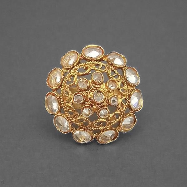 Utkrishtt AD Stone Kundan Adjustable Finger Ring - 1504747