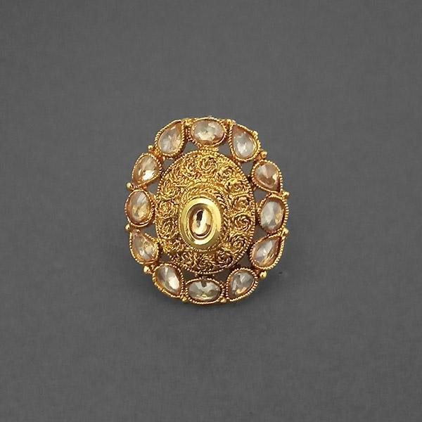 Utkrishtt AD Stone Kundan Adjustable Finger Ring - 1504754