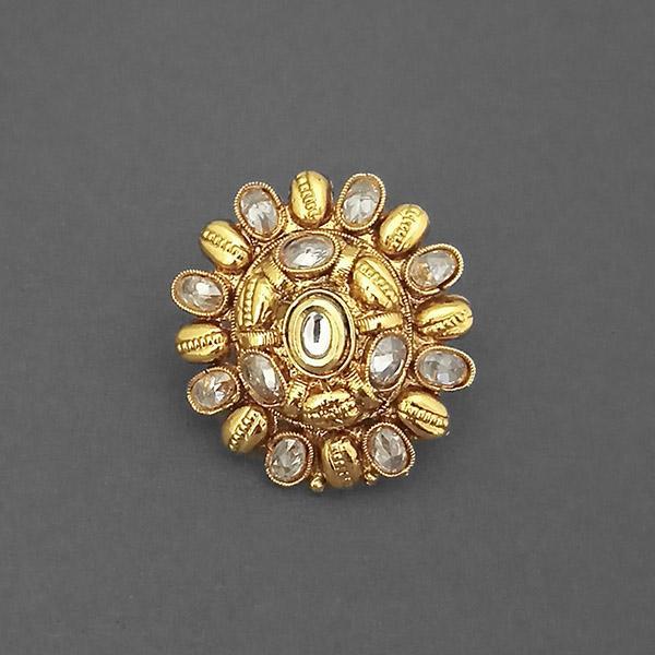 Utkrishtt AD Stone Kundan Adjustable Finger Ring - 1504755