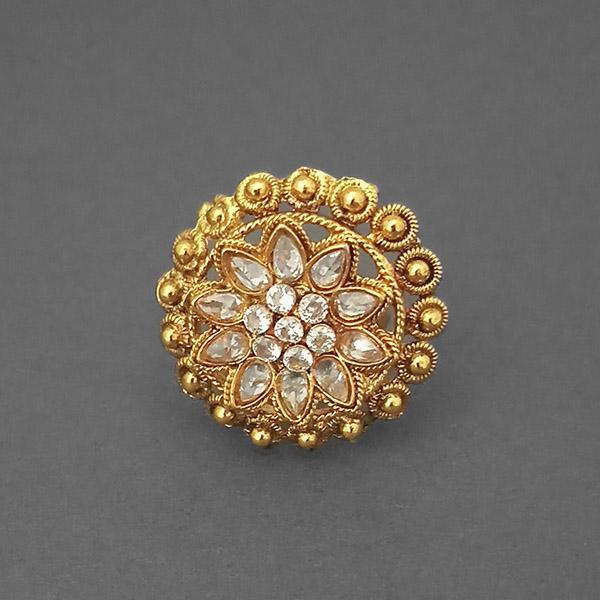 Utkrishtt AD Stone Kundan Adjustable Finger Ring - 1504762