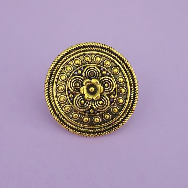 Jeweljunk Antique Gold Plated Adjustable Finger Ring - 1504776