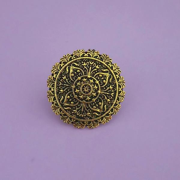 Jeweljunk Antique Gold Plated Adjustable Finger Ring - 1504777
