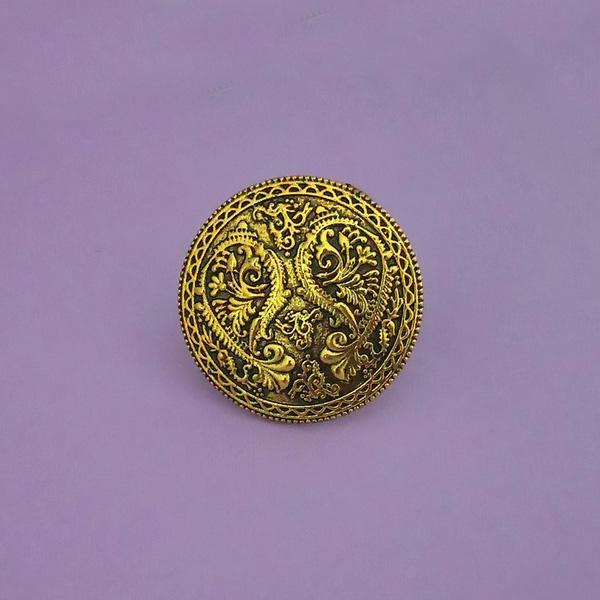 Jeweljunk Antique Gold Plated Adjustable Finger Ring - 1504779