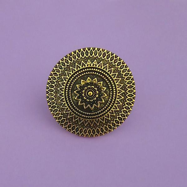 Jeweljunk Antique Gold Plated Adjustable Finger Ring - 1504780