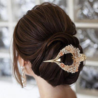 Apurva Pearls Orange Floral Austrian Stone Hair Clip - 1505101B