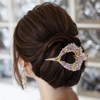 Apurva Pearls Purple Floral Austrian Stone Hair Clip - 1505101C