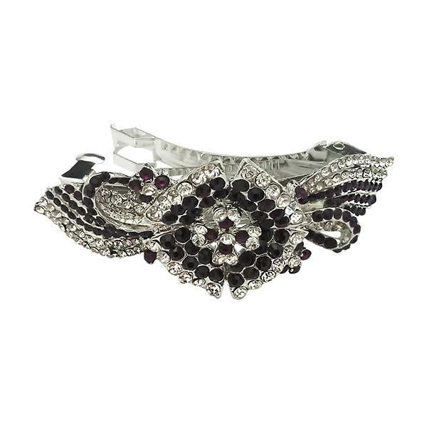 Apurva Pearls Purple Austrian Stone Barrette Hair Clip - 1505215C