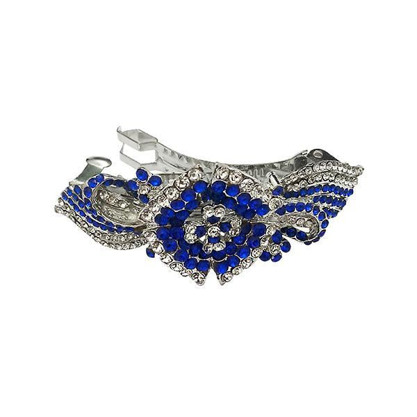 Apurva Pearls Blue Austrian Stone Barrette Hair Clip - 1505215E