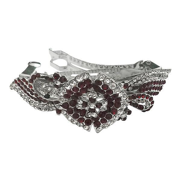 Apurva Pearls Purple Austrian Stone Barrette Hair Clip - 1505215F