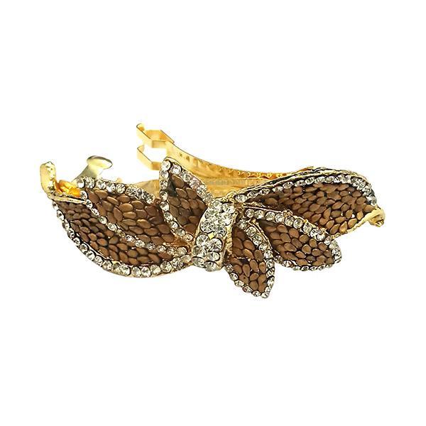 Apurva Pearls Gold Plated Austrian Stone Barrette Hair Clip - 1505217C