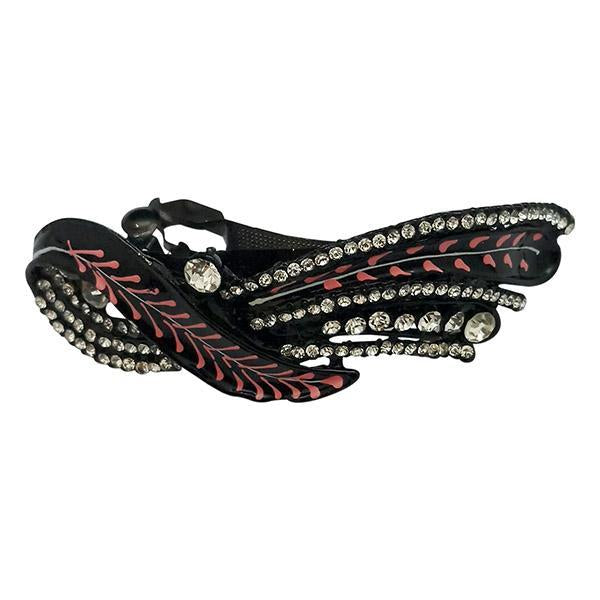 Apurva Pearls Maroon Meenakari Austrian Stone Barrette Hair Clip - 1505221B