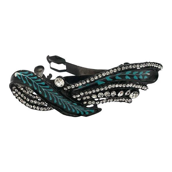 Apurva Pearls Blue Meenakari Austrian Stone Barrette Hair Clip - 1505221D