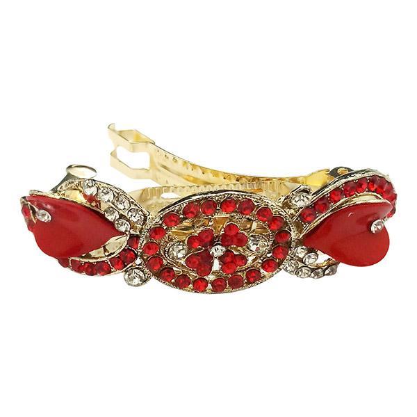 Apurva Pearls Gold Plated Austrian Stone Barrette Hair Clip - 1505222C