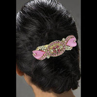 Apurva Pearls Pink Austrian Stone Barrette Hair Clip - 1505222F