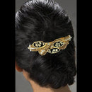 Apurva Pearls Gold Plated White Austrian Stone Barrette Hair Clip - 1505223A