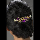 Apurva Pearls Purple Austrian Stone Barrette Hair Clip - 1505223B