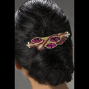 Apurva Pearls Pink Austrian Stone Barrette Hair Clip - 1505223C
