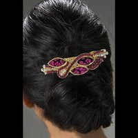 Apurva Pearls Pink Austrian Stone Barrette Hair Clip - 1505223C