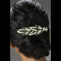 Apurva Pearls Green Austrian Stone Barrette Hair Clip - 1505224A