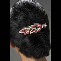 Apurva Pearls Pink Austrian Stone Barrette Hair Clip - 1505224B