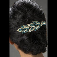 Apurva Pearls Blue Austrian Stone Barrette Hair Clip - 1505224C