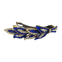 Apurva Pearls Gold Plated Blue Austrian Stone Barrette Hair Clip - 1505224E