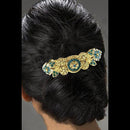 Apurva Pearls Blue Austrian Stone Barrette Hair Clip - 1505226D