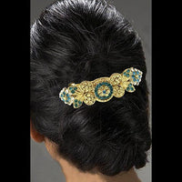 Apurva Pearls Blue Austrian Stone Barrette Hair Clip - 1505226D