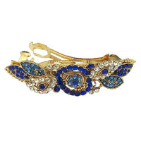 Apurva Pearls Blue Austrian Stone Barrette Hair Clip - 1505228A