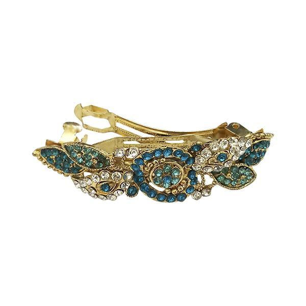 Apurva Pearls Blue Austrian Stone Barrette Hair Clip - 1505228F