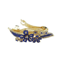 Apurva Pearls Blue Austrian Stone Barrette Hair Clip - 1505231B