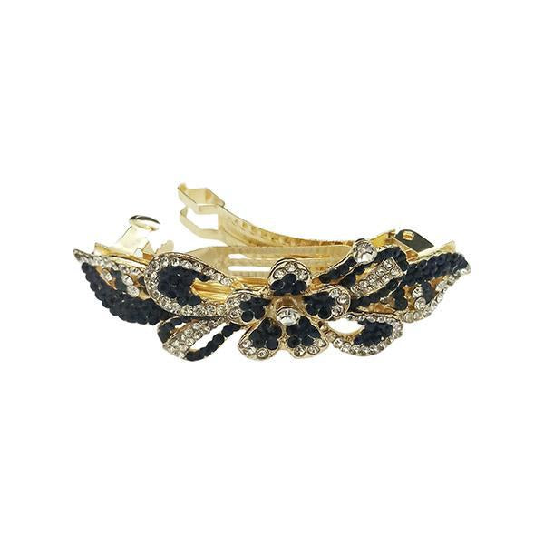 Apurva Pearls Green Austrian Stone Barrette Hair Clip - 1505231D