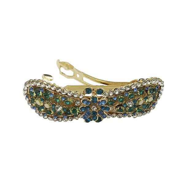 Apurva Pearls Blue Austrian Stone Barrette Hair Clip - 1505232B