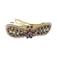 Apurva Pearls Pink And Blue Austrian Stone Barrette Hair Clip - 1505232C