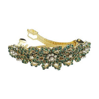 Apurva Pearls Green Austrian Stone Barrette Hair Clip - 1505233B